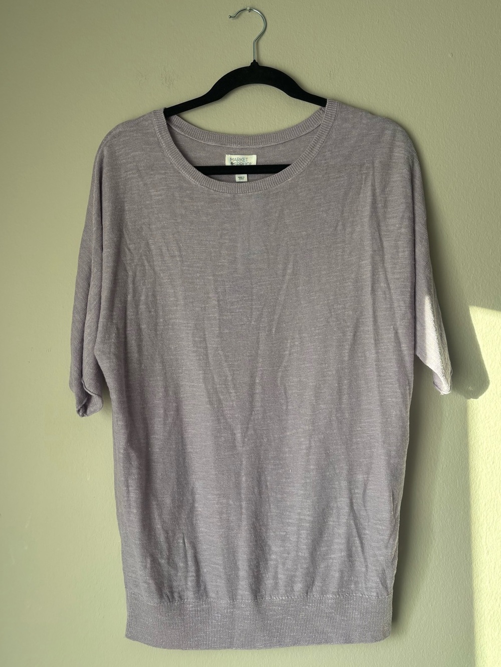Market & Spruce Light Lavender Short Sleeve Crew Neck Top